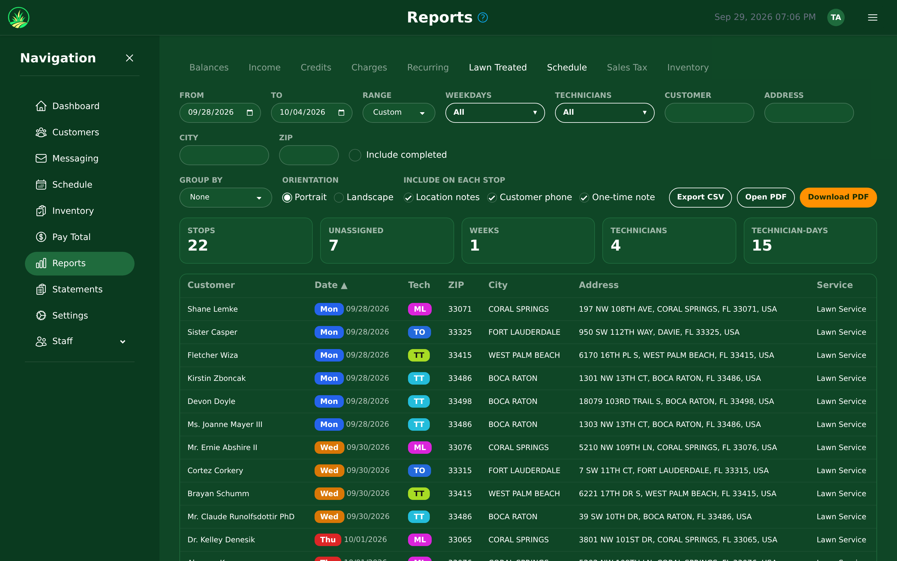 The Schedule report — the week's stops, ready to print The Schedule report — the week's stops, ready to print